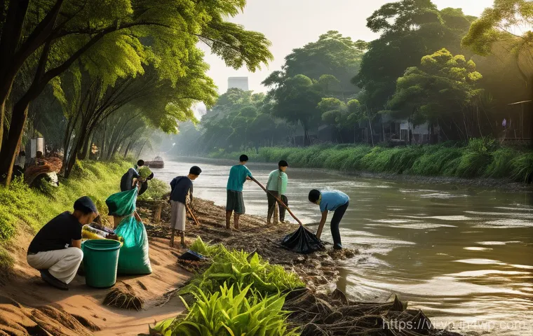 하천 생태계 복원에 대한 일반인 인식 조사 - **Prompt 1: The Struggling River**
    A realistic, high-definition photographic image depicting a h...