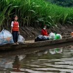 하천 생태계 복원에 대한 사회적 인식 향상 방안 - **Prompt 1: Observing the Polluted River**
    "A group of diverse Vietnamese citizens, including me...