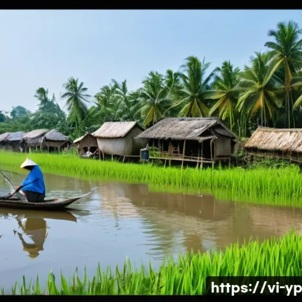 하천 생태계 복원 프로젝트의 지속 가능성 유지 방안 - A vibrant rural Vietnamese riverside community in the Mekong Delta region actively participating in ...