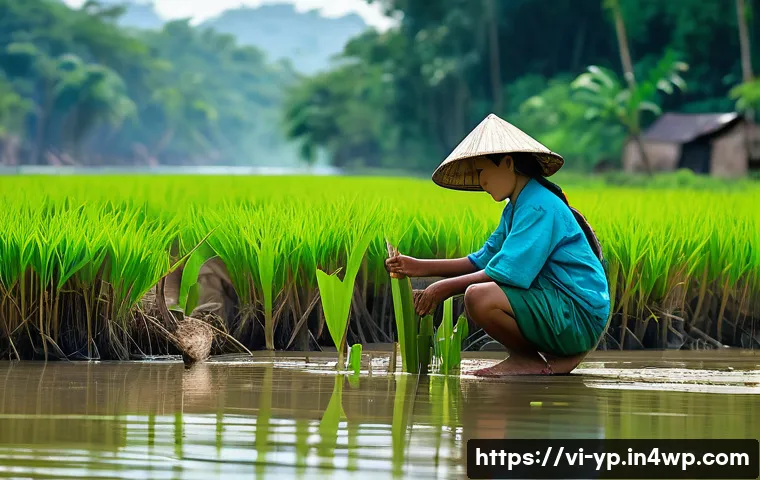 하천 복원 관련 NGO 및 단체 소개 - A vibrant riverside scene in a Vietnamese rural community showing local people, including children w...